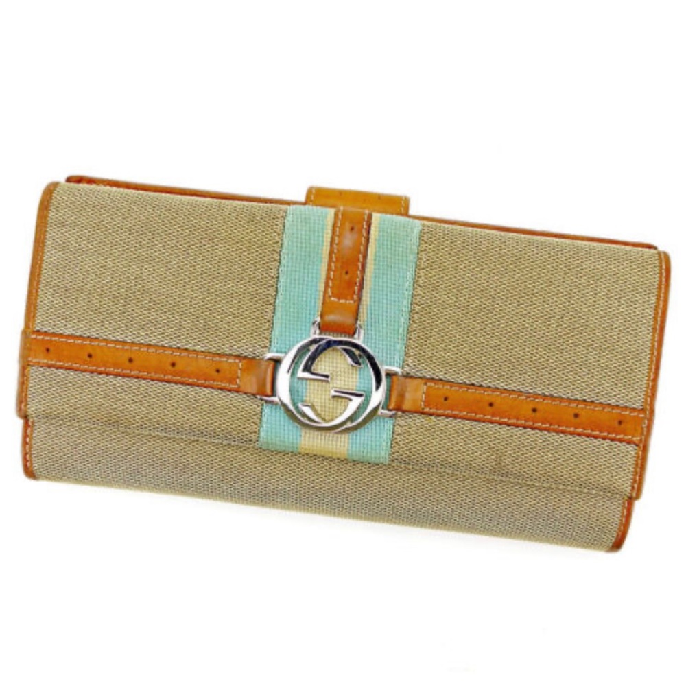 100% Authentic GUCCI Sherry Line Interlocking Long Wallet